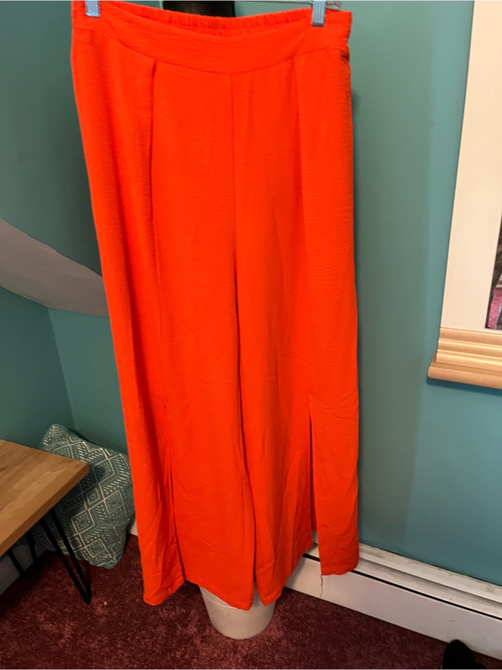 Bright Orange Wide-Leg  Pants